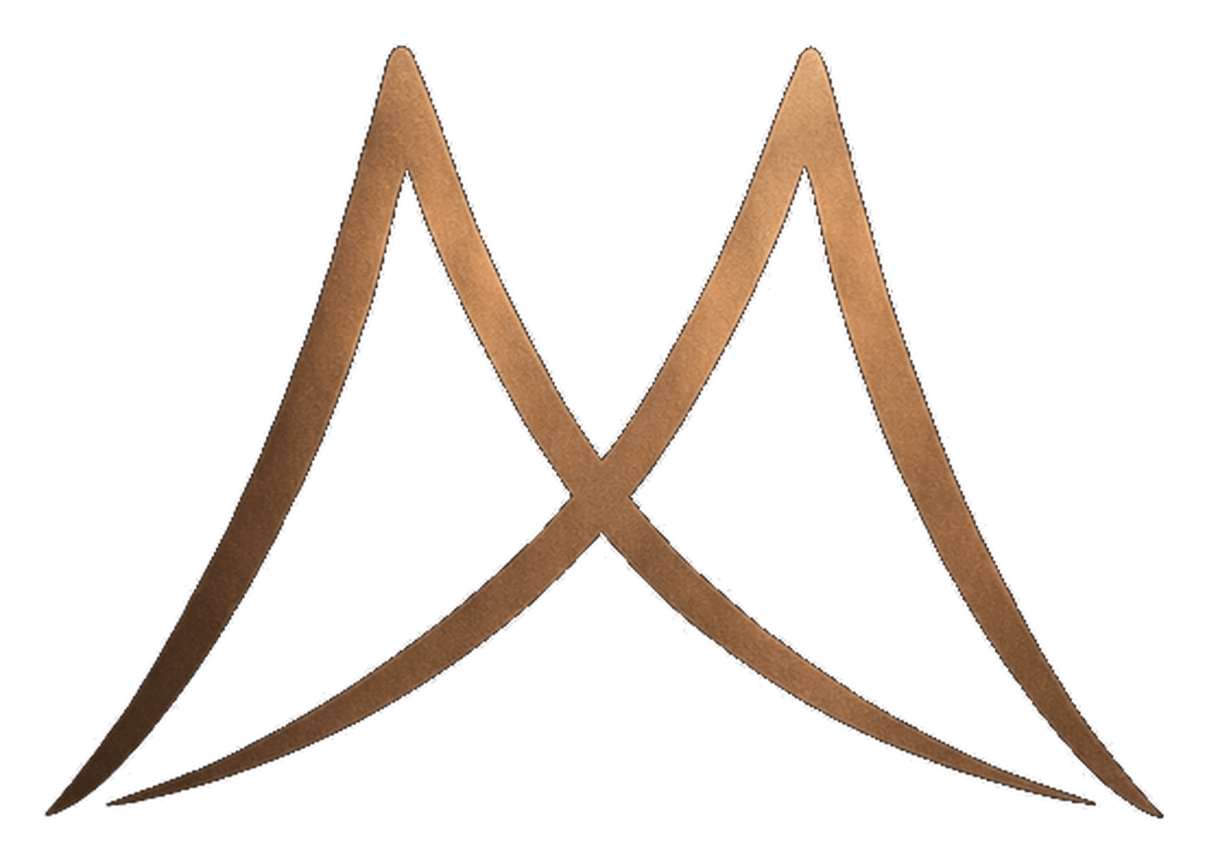 The Mirror Muse logo: a copper M drawn as two mountain peaks